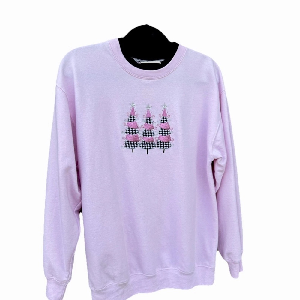 MCCC Sportswear Double Layered Pink/Black Embroidered Christmas Crewneck Medium